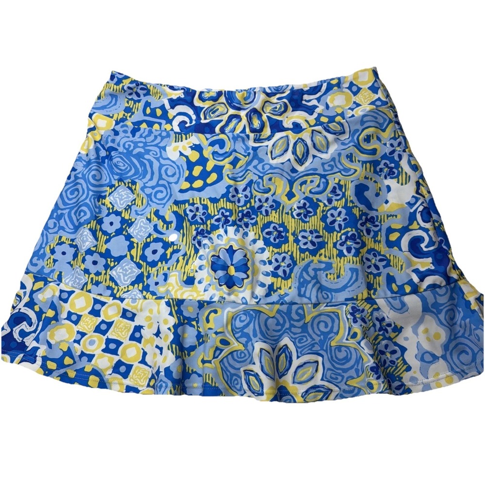 Jude Connally Skort Bright Blue Geometric Golf Pickleball Small Preppy Stretch